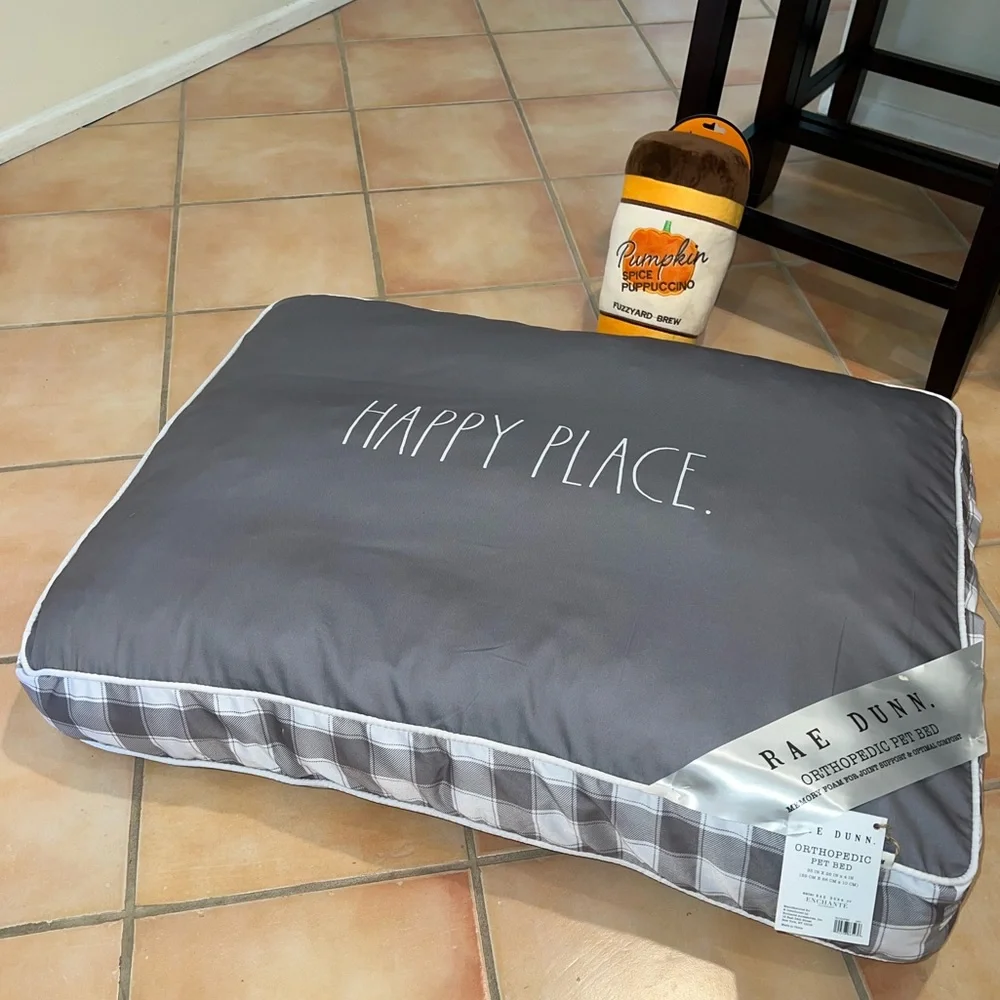 🔥LAST One+extra shipping XXL Orthopedic Pet Bed Memory Foam NWT Rae Dunn HAPPY